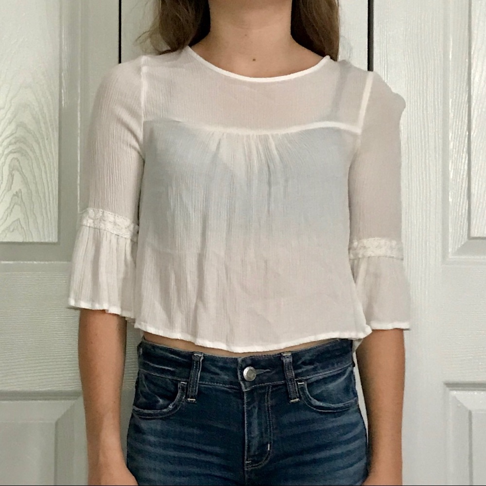White 3/4 Length Sleeve Shirt